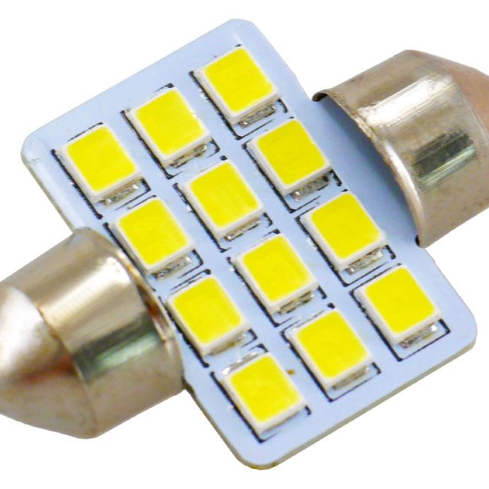 LEDルームランプT10×31mm12連ホワイト1個 高輝度LED ルームランプ