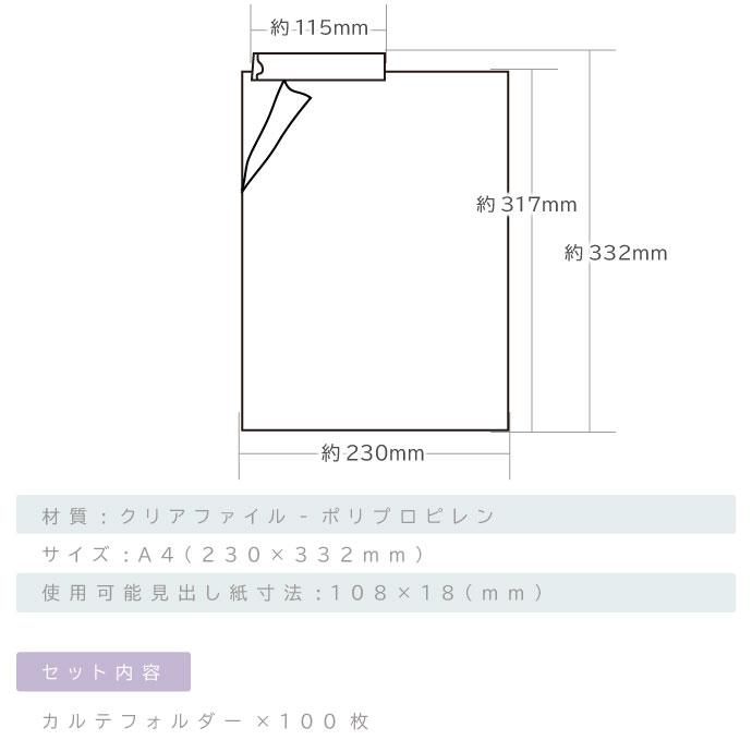 A4 カルテフォルダー 100枚 ヨコ タテ置きOK シングル 上見出し カルテ