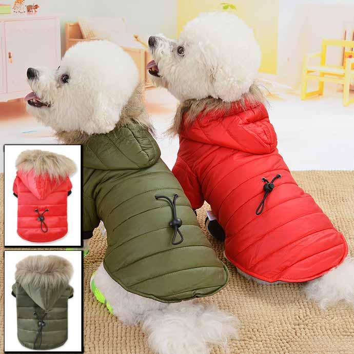 AGG新品 犬服 冬用 厚手 フード付きベスト XS 小型犬 防寒 AGG新品 犬