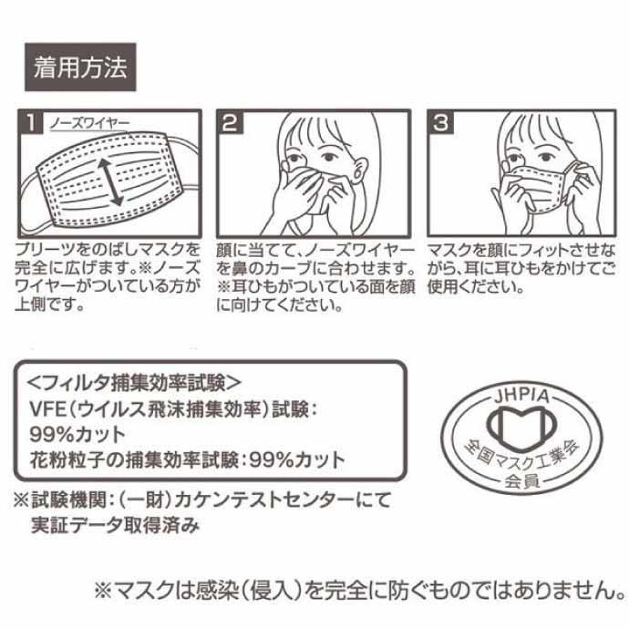 まいぜんシスターズ 23 子供用 不織布 プリーツマスク 7枚入 三層構造 非医療用 MSKP3N 花粉 ホコリ ウイルス 飛沫防止 対策に Sk611｜ase-world｜03