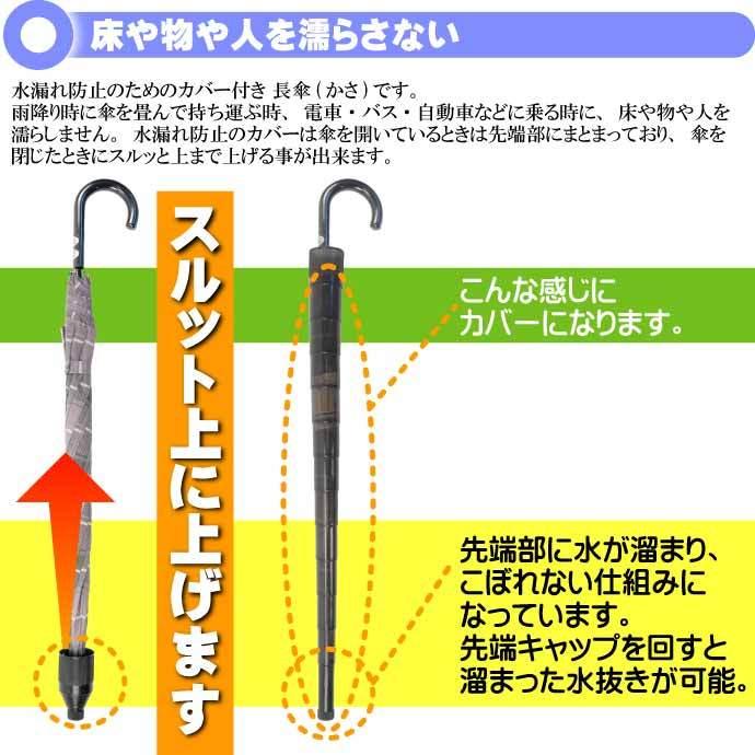 スルット傘 グレーチェック 迷惑かけない水濡れ防止傘 紳士用 畳んでから傘に付いた水が人や物に付かないためのカバー付 Yu036｜ase-world｜02