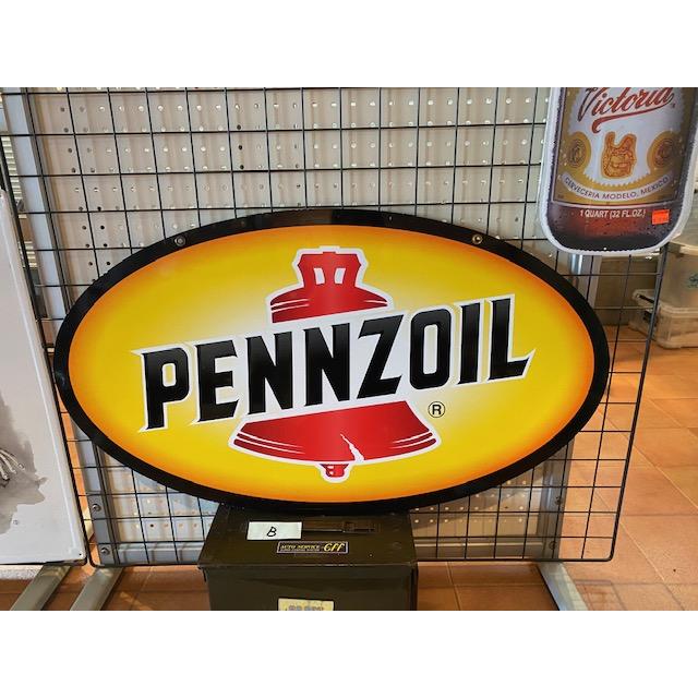 ペンズオイル　看板　アメリカ　ビンテージ　ロードサイン ビンテージ 特大 ビッグ PENNZOIL ペンズオイル メタルサイン