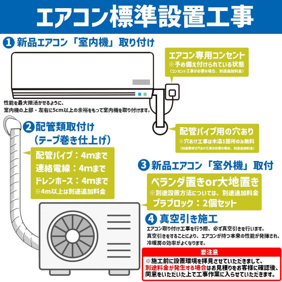 エアコン 6畳 工事費込 2021年 2022年 モデル 冷房 暖房 当店おまかせ エアコン工事費込み セット 東京都23区 神奈川県一部 埼玉県一部 千葉県一部新品｜asell｜02