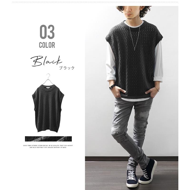 ベスト メンズ ニットベスト ニットソー レイヤード プルオーバー クルーネック ワイド Bigシルエット カジュアル 春 夏 春夏 服 夏服 M L Ash Yahoo 店 通販 Yahoo ショッピング