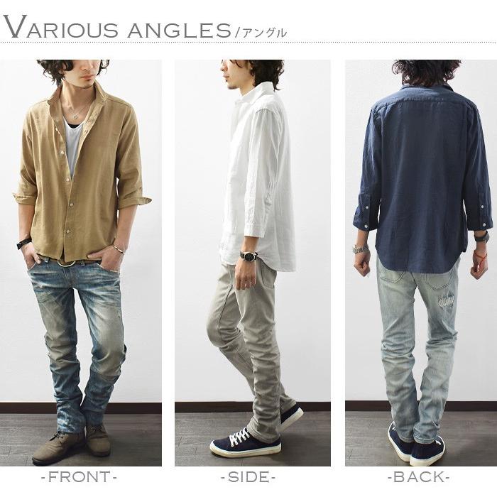 リネンシャツ シャツ メンズ フレンチリネン リネン 生地 七分袖