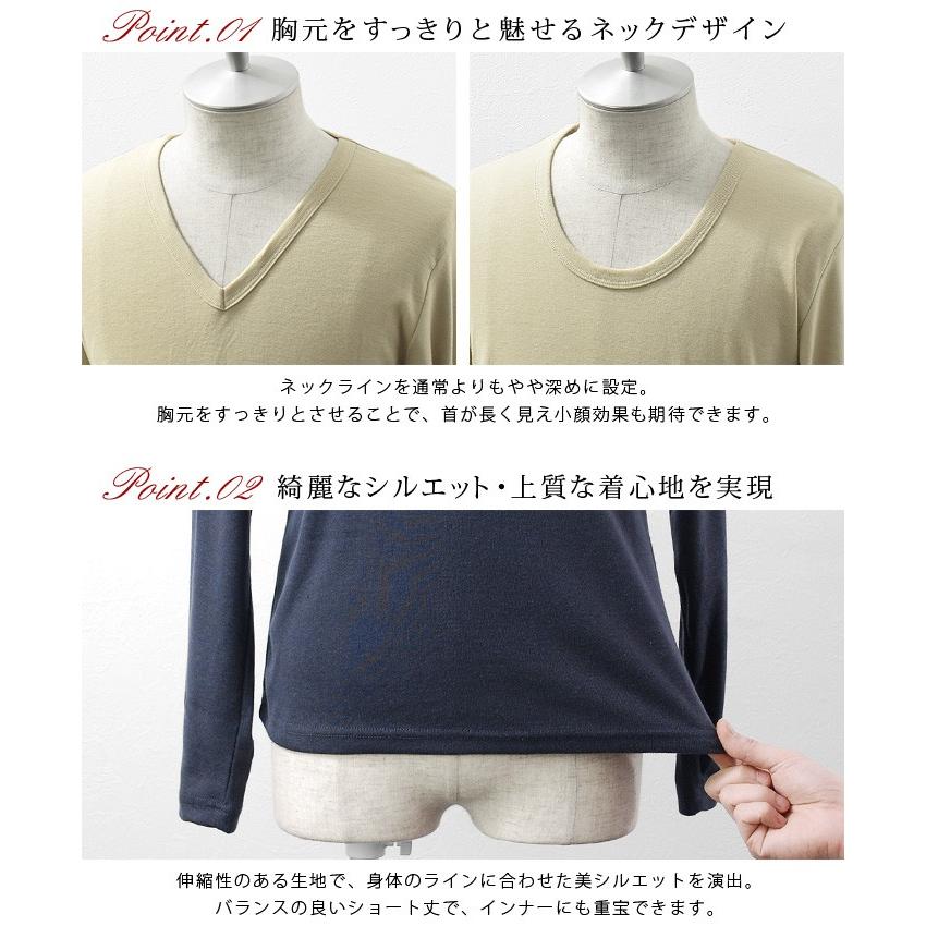 Tシャツ カットソー メンズ 無地 長袖 ロンT Vネック Uネック スリム
