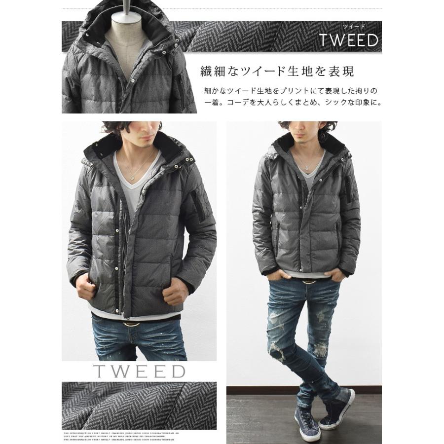 ダウンジャケット メンズ ダウン フェザー 羽毛 フード ナイロン