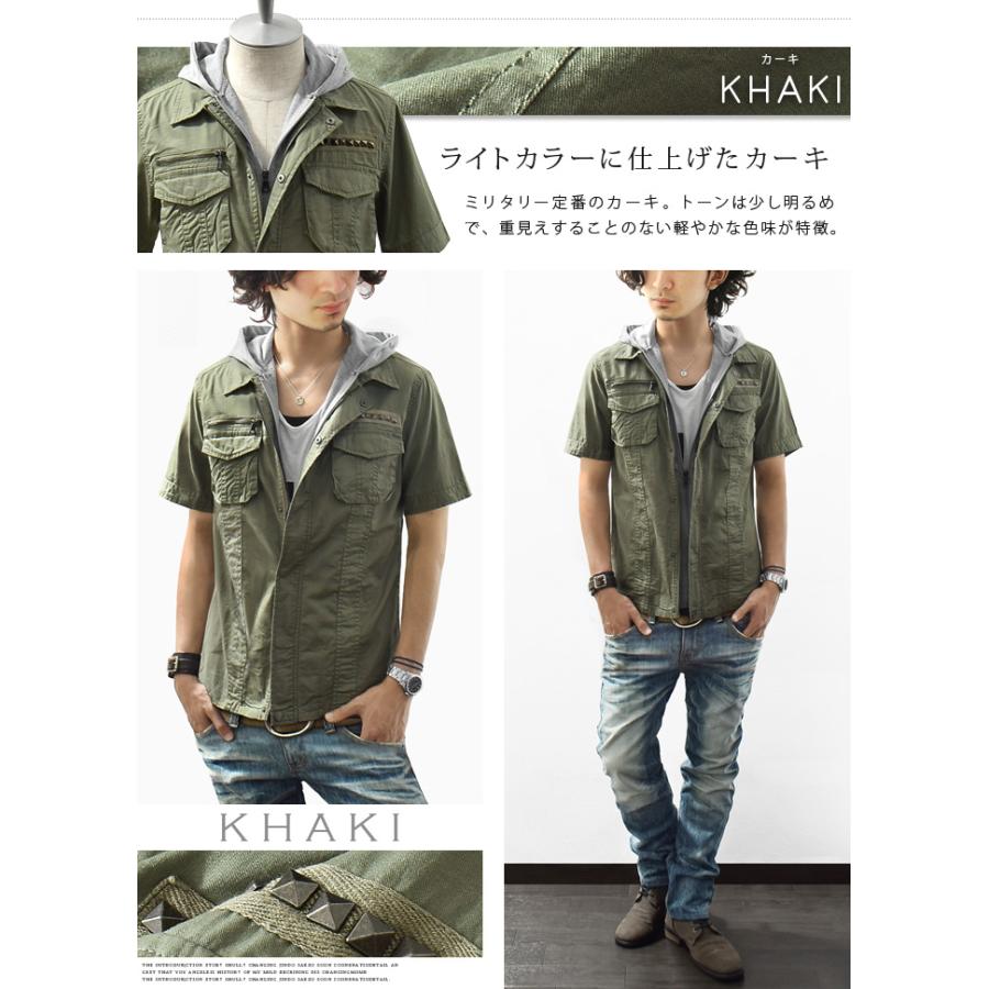 ミリタリーシャツ メンズ 半袖 シャツ フード レイヤード スリム ショート丈 コットン 綿 スラブ カジュアル ミリタリー アメカジ Ash Yahoo 店 通販 Yahoo ショッピング