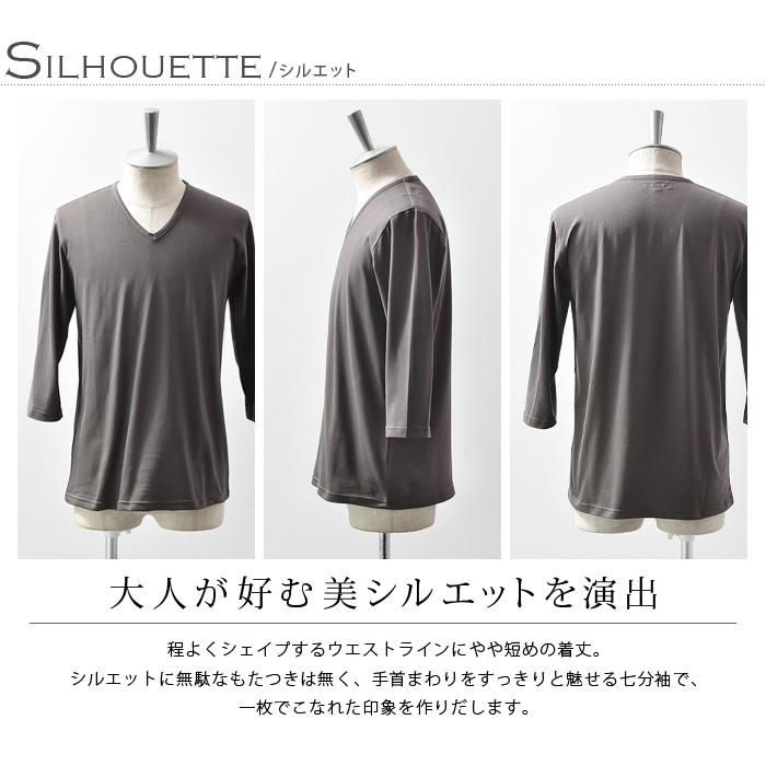 カットソー Tシャツ メンズ 七分袖 Vネック スムース 無地 国産 カットソー Tシャツ メンズ 七分袖 Vネック スムース 無地 国産