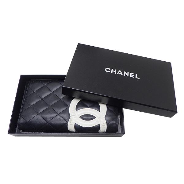 CHANEL シャネル 長札ファスナー付財布 カンボンライン ブラック 