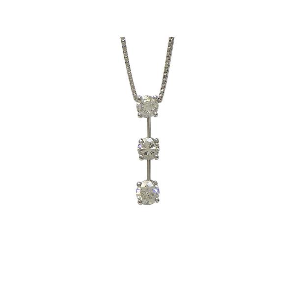 ネックレス Pt850/Pt900(プラチナ) ダイヤモンド0.382/0.281/0.389ct チェーン長さ【実寸】最長44.5cm 鑑定書付き 中古 仕上げ済み 送料無料 質屋出品 | 