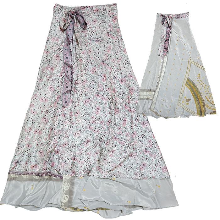 ロングスカート エスニックスカート ラップスカート 2way 2通り リバーシブル リメイク サリー 4 2新柄入荷 Bo60 Ai アジアン エスニック Asha 通販 Yahoo ショッピング