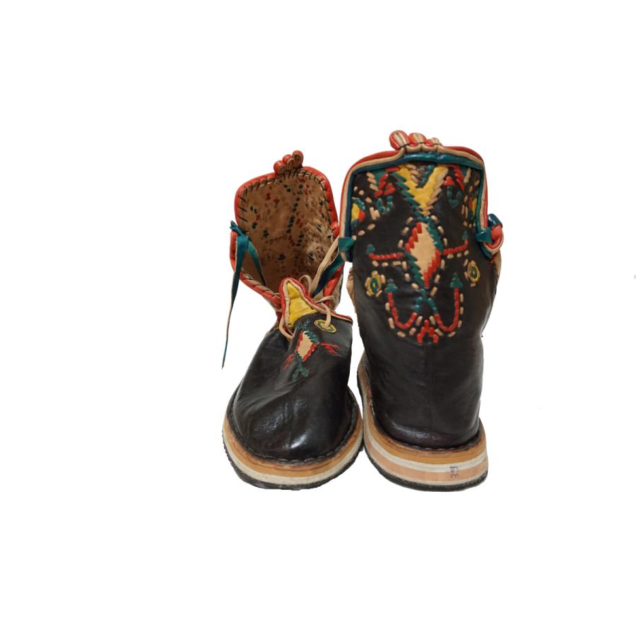 在庫処分】 エスニックブーツ アジアンブーツ 刺繍 本革 バブーシュ
