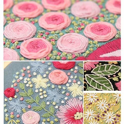 Tmtop 刺しゅう 刺繍キット 花柄 クロスステッチキット 3d 2セット 初心者 手作り 手芸 可愛い 刺繍布 竹刺繍枠 未使用品