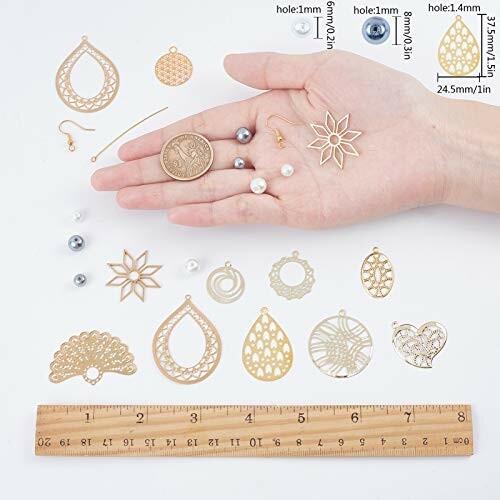 正規品販売 Sunnyclue 10種100キット チャーム 扇子 花 和風 透かし イヤリング フラワー 円型 ペンダント ハート 花びら ネッ Democracia Tv