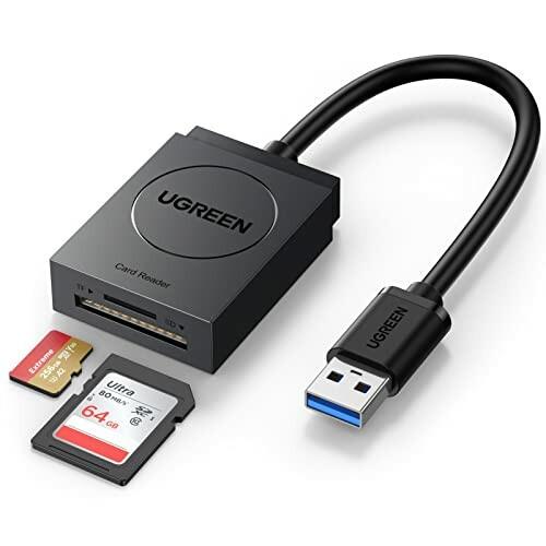 UGREEN 独特な カードリーダー USB 3.0 高速 カードリーダライタ SD 2スロットカード同時読み書き可能 マイナンバーカ 割り引き TF