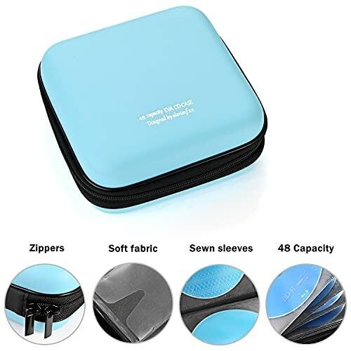 Liovode 48枚収納 Cdケースポータブルeva Blu Ray ディスク収納ケース 大容量 Dvd Vcd 収納 48枚 スカイブルー 48 かわいい