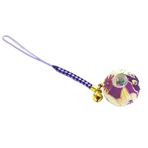 Zoon ズーン 花ちりめん 万華鏡 鈴 紫 和柄 着物 ちりめん 生地 布製 根付け キーホルダー 日本製 お土産 紫 新しいエルメス