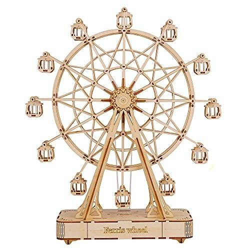 正規取扱店 3d 観覧車 Rokr 知育 14歳 子供 プレゼント 木製 向け 大人 イラスト説明書付き ウッドパズル 立体 パズル 模型 パズルゲーム