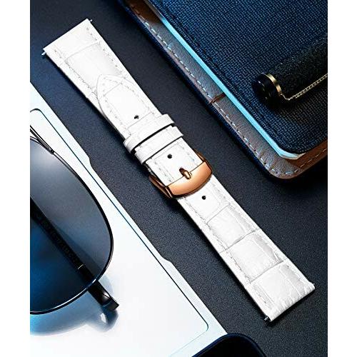 (BINLUN) レザー腕時計バンド本物のカーフスキン交換用ウォッチストラップ クイックリリース本革 41064200554アッシュカラー