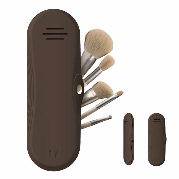 ALDOVA 旅行化粧ブラシケース携帯用化粧ブラシポーチ、脱落防止ボタン付き、大型化粧ブラシ収 41064604351アッシュカラー