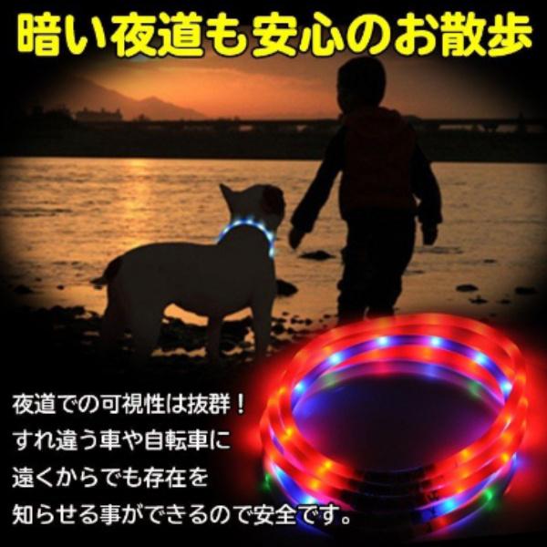 光る首輪 犬用 USB 防水 充電式 ＬＥＤ ペット用！夜の犬の散歩を安全に！大型犬から小型犬もＯＫ！  送料無料 |  | 07