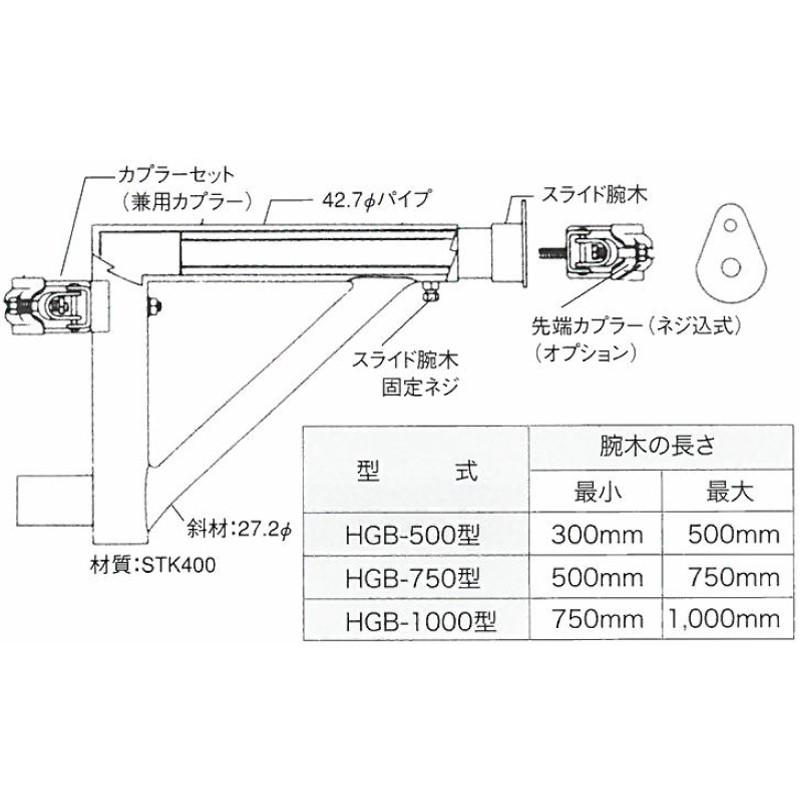 ブラケット HGB500型 300mm〜500mm 信和タイプ Aタイプ 足場 平和技研 