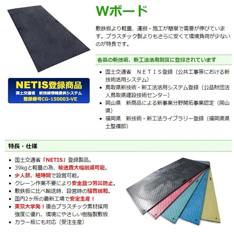 Wボード 48 樹脂製敷板 4尺×8尺 黒 片面凸全体厚15mm ベース厚13ｍｍ 滑り止め高さ2mm 裏面フラット ウッドプラスチックテクノロジー_2