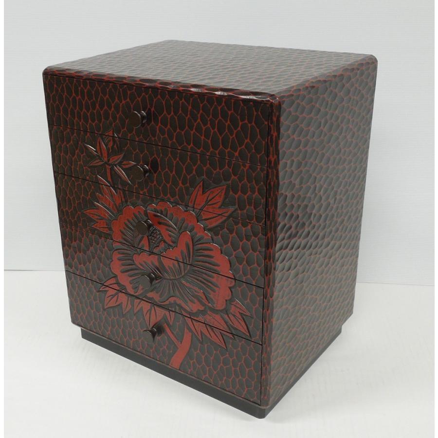 鎌倉彫 小引出 特大5段 5杯引 2E-4 送料無料 和風整理箱 牡丹