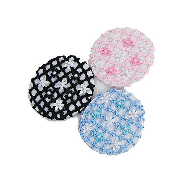 バレエ ネット ヘア 子供 キッズ まとめ髪 シニヨン ヘアアクセサリー ヘアネット お花 モチーフ付き 一