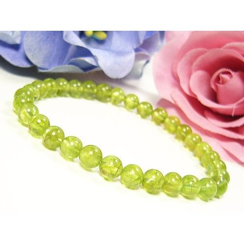 無着色本物ペリドット天然宝石ブレスレット4〜5mm : 芦屋ルチル - 通販 