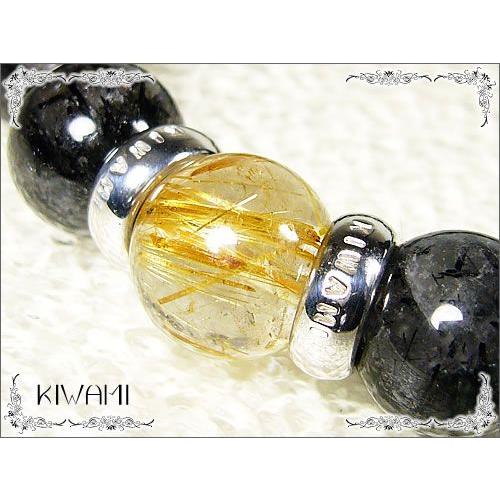 KIWAMI/ルチルクォーツ×ブラックルチル/天然石ジュエリーブレスレット5