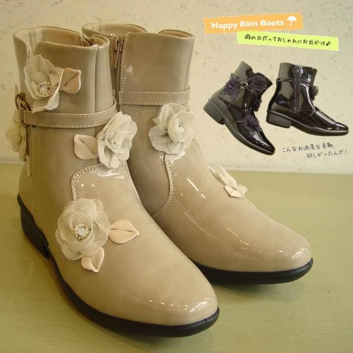 ベルパーチ Belpaci お花エナメルレインブーツ 撥水 ４ｅ フリー 厚底 エレガント 履きやすい レインブーツ ショート 長靴 雨 ディース 美脚 芦屋スタイルモア 通販 Yahoo ショッピング
