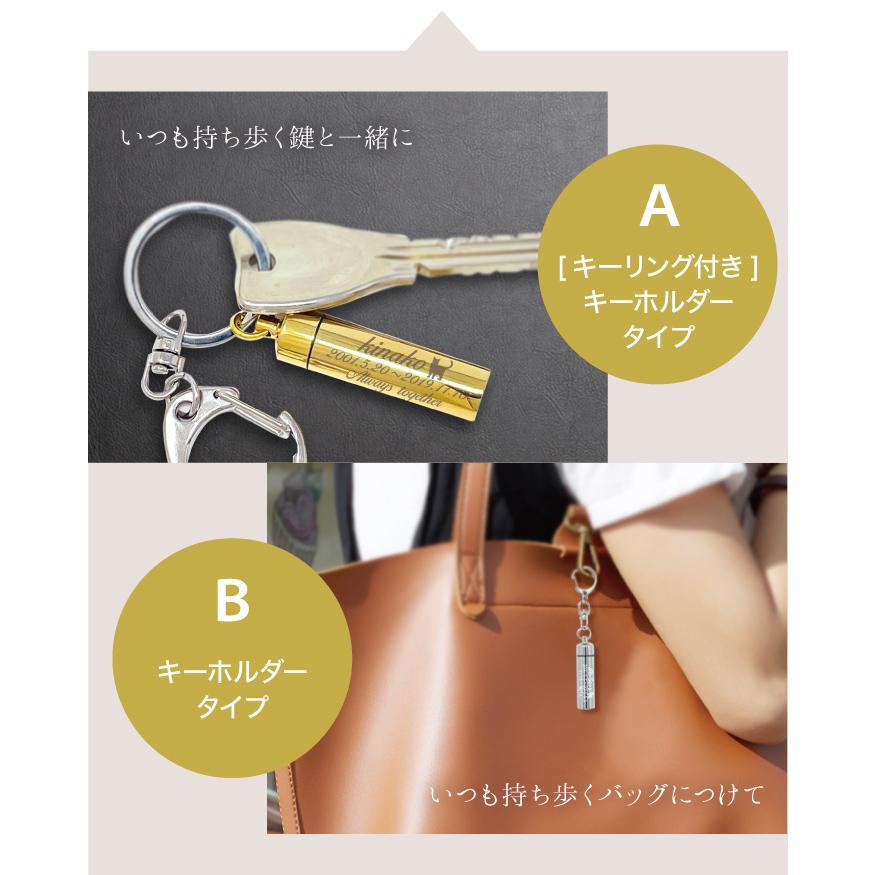 ASHiPET 遺骨キーホルダー ペット 名入れ 3行刻印 ステンレス ガラス管