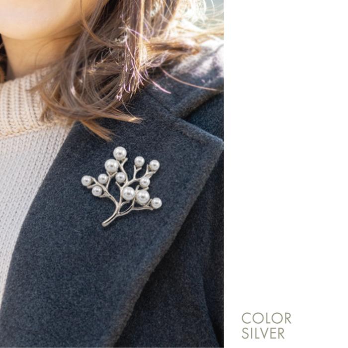 ALA ブローチ パール 落下防止ブローチストッパー付き パールの