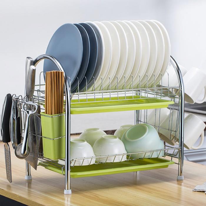 無料長期保証 水切りラック 食器スタンド 2段式 大容量 食器ラック ディッシュラック 水切りかご まな板立て キッチンツール 皿 収納 食器乾燥 食器棚 ポイント10倍 Studiostodulky Cz