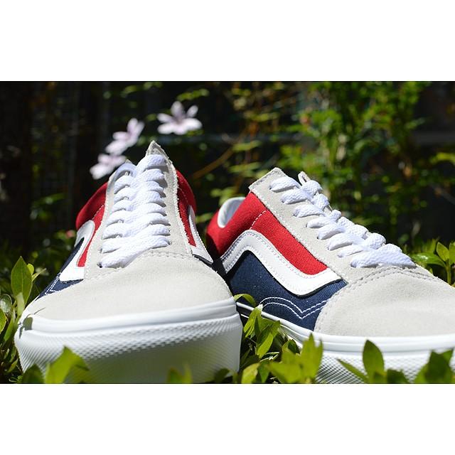 VANS スニーカー オールドスクール バンズ OLD SKOOL Lifestyle (Retro Block) white/red/dress blues VN0A38G1QKN｜ashoesselect｜02