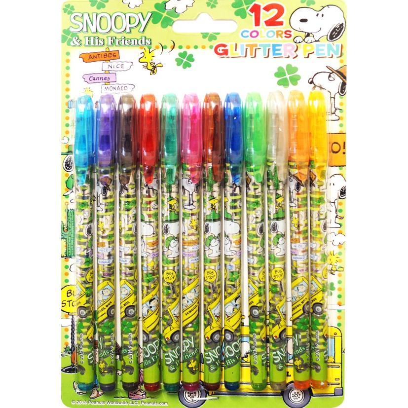 キャラクターペン　12本セット SNOOPY（スヌーピー） キラキラ グリッターペン 12色セット