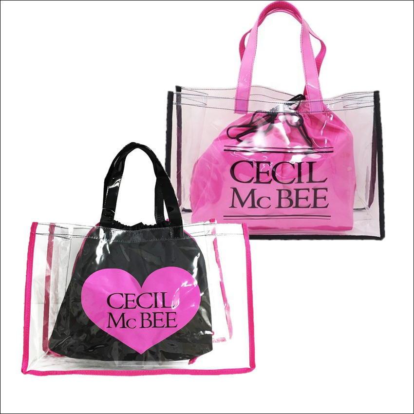 セシルマクビー ビニールバッグ ブランド プールバッグ CECIL McBEE サマーアイテム ビーチバッグ サマーバッグ ハートロゴ ロゴ