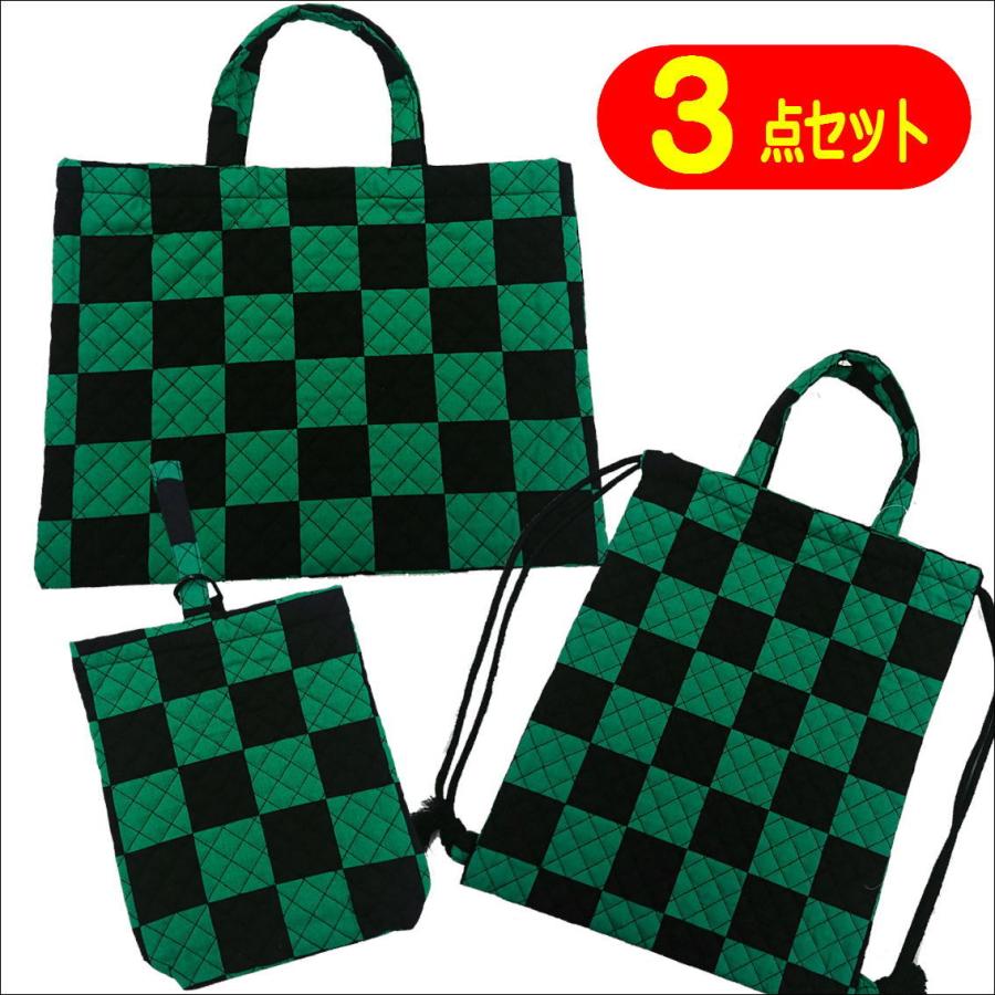 3点セット 和柄キルトバッグ レッスンバッグ ナップサック シューズ