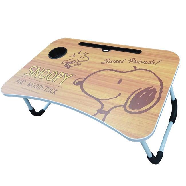 SNOOPY スヌーピー 折りたたみ テーブル 木目調 タブレット置き