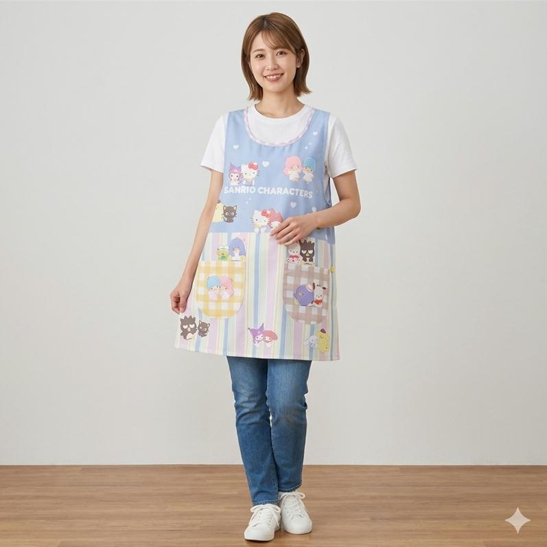 エプロン サンリオ キャラクターズ サイドボタン かぶりエプロン 保育