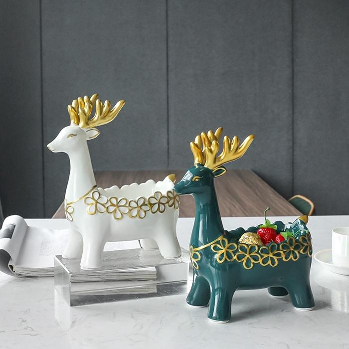 珍しい インテリア モデルハウス 玄関 応接間 置物 に化粧 自宅 収納する ヘラジカ匹 セラミックス 財鹿亨通 簡単な 現代 動物 置物 おしゃれ 韓国 雑貨 オブジェ 置き物 Size 15x24xcm Www Familibase Ie