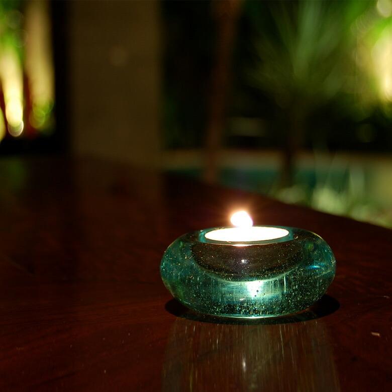 ドーナツの形をした可愛いガラス キャンドルホルダー 66312 : アジア