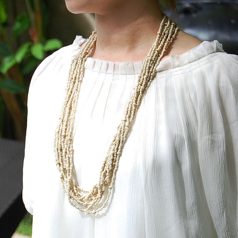 ビンテージアイボリーカラービーズネックレス8本まとめ売り