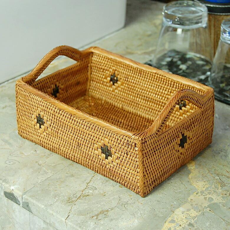 アタ製取っ手付き小物入れバスケットトレイ 10305 : アジア工房 - 通販