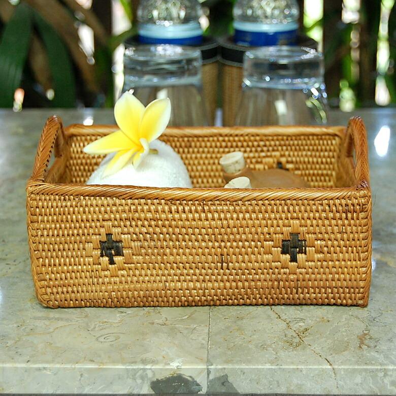 アタ製取っ手付き小物入れバスケットトレイ 10305 : アジア工房 - 通販