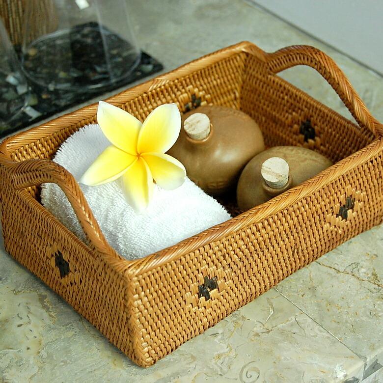 アタ製取っ手付き小物入れバスケットトレイ 10305 : アジア工房 - 通販
