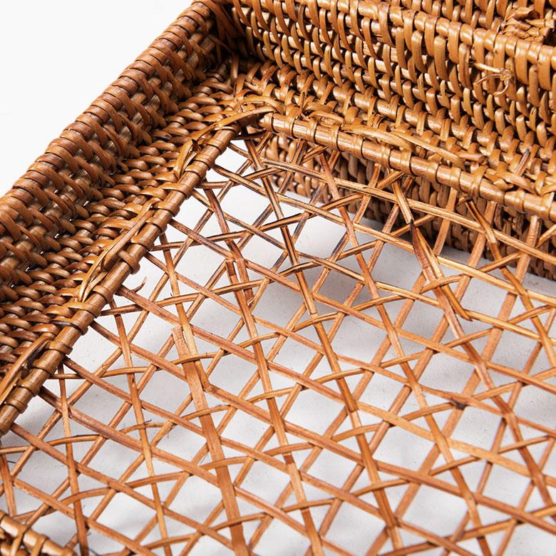 蓋がメッシュになったアタ製小物入れケース 収納バスケット 籠 カゴ