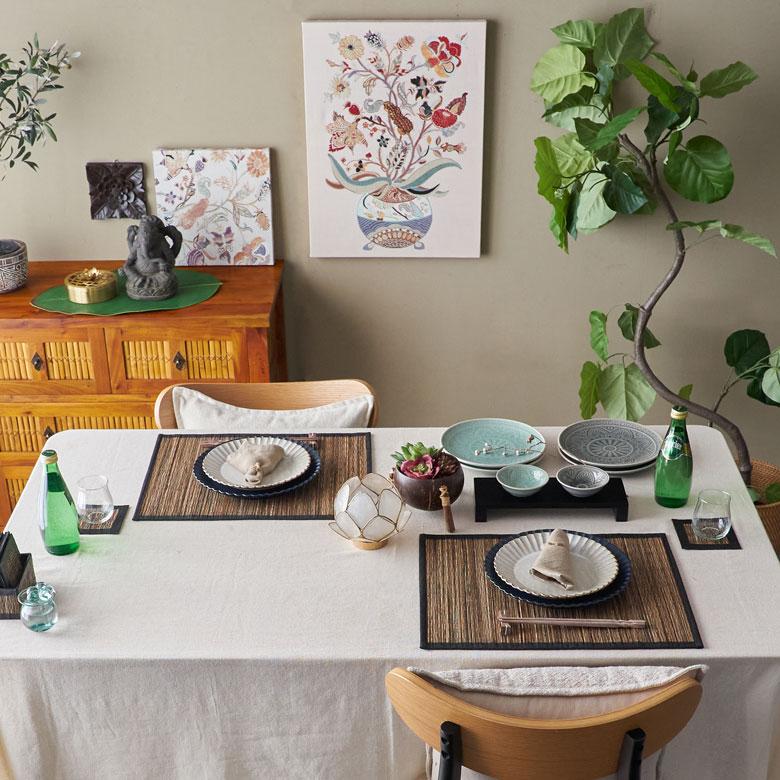 テーブルクロス長方形黒お洒落モダン可愛いインテリアランチョンマット